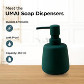 UMAI Liquid Soap Dispenser | Stoneware | Bathroom Sanitizer, Lotion, Shampoo Dispenser | Ceramic Handwash Bottle for Kitchen | Soap Dispenser for Wash Basin | Bathroom Accessories (Pack of 3)